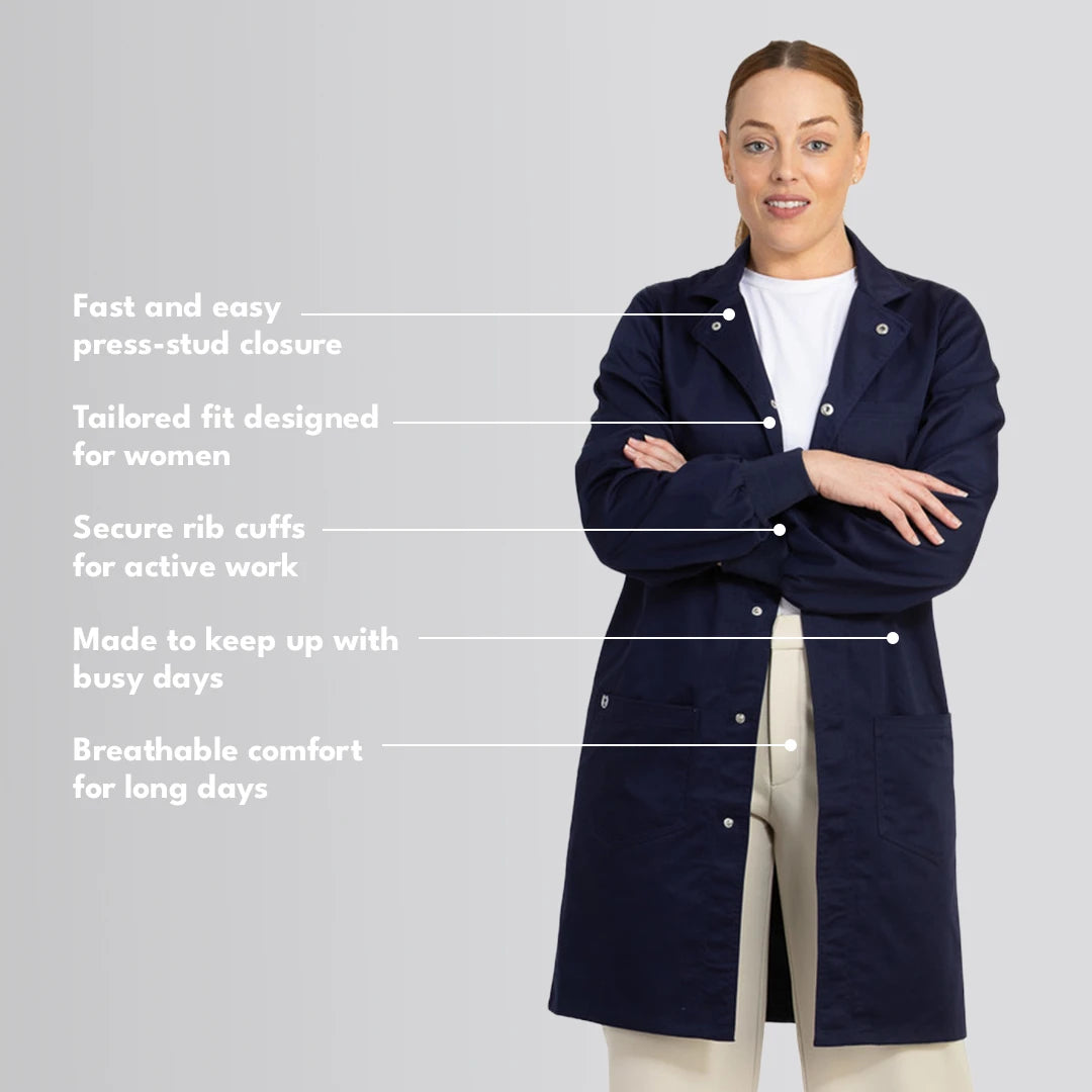 Simmons Knit Cuff Lab Coat - Unisex Navy LC-SIM-U-N