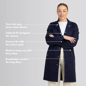 Simmons Knit Cuff Lab Coat - Unisex Navy LC-SIM-U-N