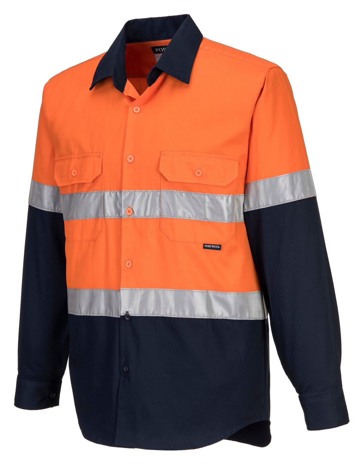 Portwest Hi-Vis Two Tone Regular Weight Long Sleeve Shirt with Tape MA101