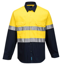 Portwest Hi-Vis Two Tone Regular Weight Long Sleeve Shirt with Tape MA101