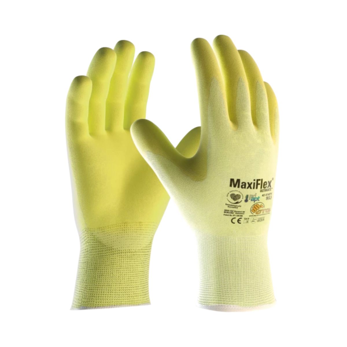 ATG MaxiFlex® Ultimate™ with AD-APT® Palm Fluro 42-874FY (Pack of 12  pairs)
