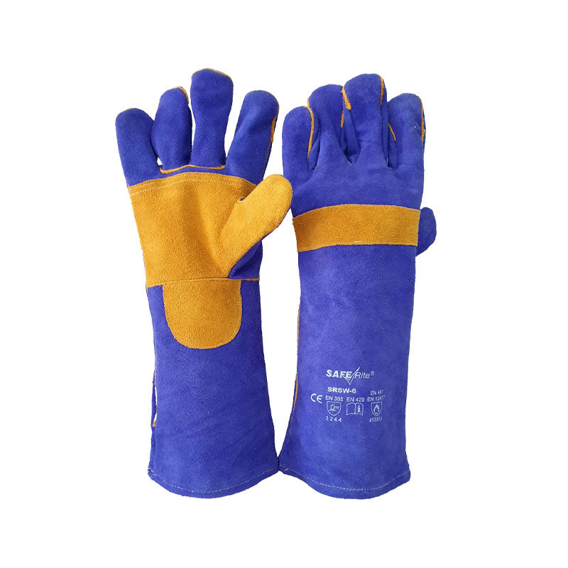 SafeRite® Blue And Gold Welding Gauntlet SRSW-6 (Pack of 12)