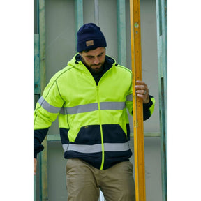 Bisley Taped Hi Vis Zip Fleece Hoodie With Sherpa Lining BK6988T