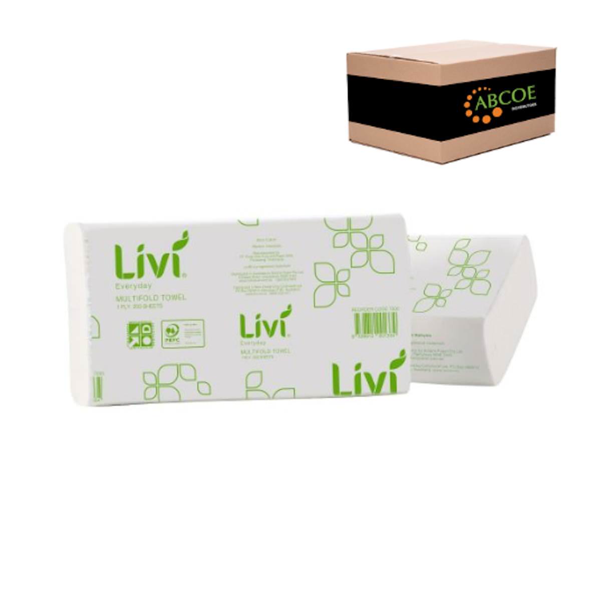 Livi Hand Towel Everyday Multifold 1 Ply 33-CT7200L  (Carton of 20 Packs of 200)