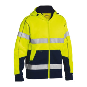 Bisley Taped Hi Vis Zip Front Fleece Hoodie BK6819T