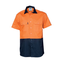 DNC Hi Vis Two Tone Cotton Drill Vented Shirt S/S 3980