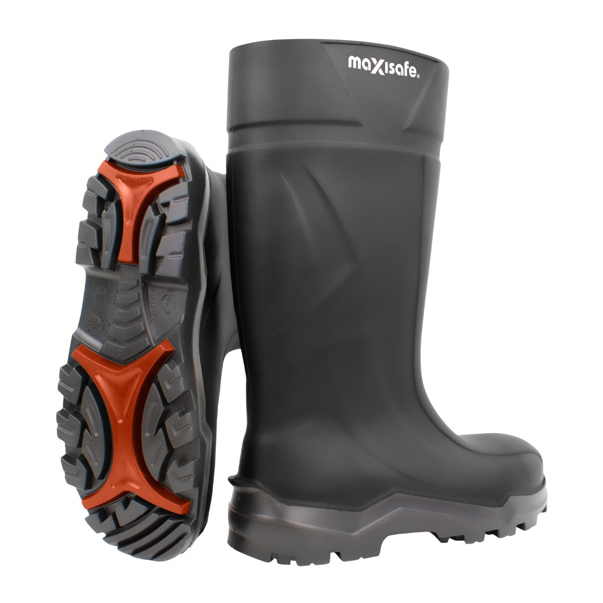 Maxisafe XtremeGrip Black Polyurethane Gumboots FWS804