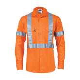 DNC Hi Vis Cotton Shirt with Cross Back Generic R/Tape L/S 3989