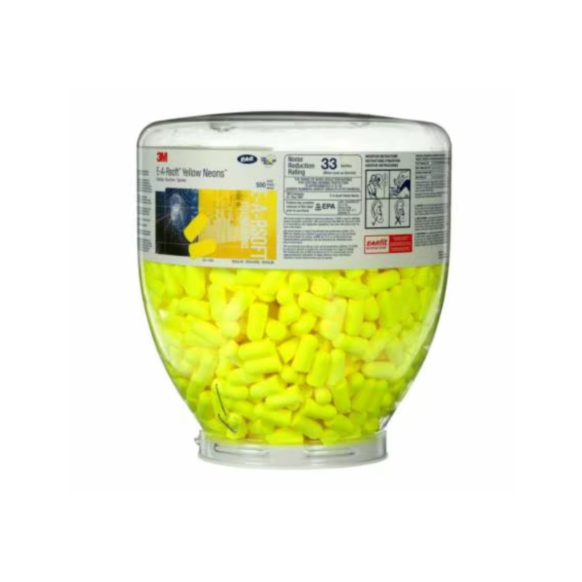3M™  E-A-Rsoft™ Yellow Neons™ One Touch™ Refill Regular, 391-1004, 23dB (Class 4) (Box of 500 Pairs)