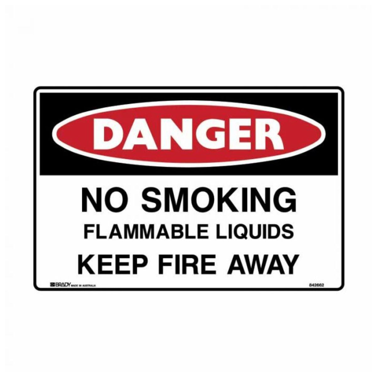 Brady Danger Sign - No Smoking Flammable Liquids Keep Fire Away 842667