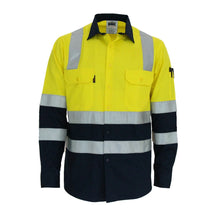 DNC Hivis 2 Tone Lightweight Cotton Bio-Motion & "X" Back Shirt With CSR Reflective Tape - L/S 3547