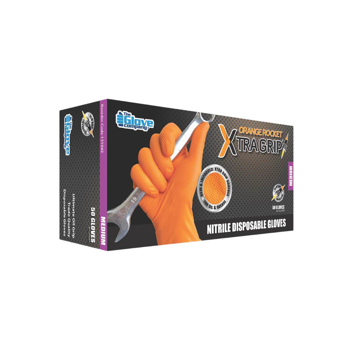 TGC Orange Rocket Xtra Grip Nitrile Gloves 13104 (Box Of 50)