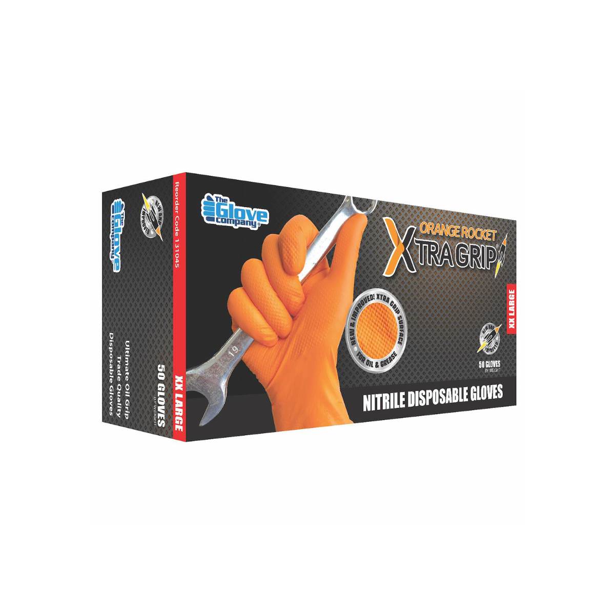TGC Orange Rocket Xtra Grip Nitrile Gloves 13104 (Box Of 50)