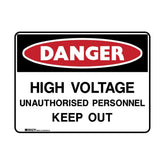 Danger High Voltage Unauthorised Personnel Keep Out (Pack of 5)