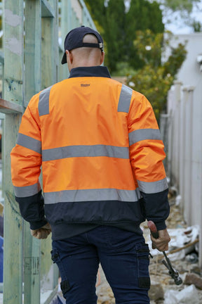 Bisley Taped Two Tone Hi Vis Bomber Jacket with Padded Lining BJ6730T