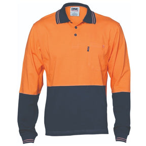 DNC HiVis Cool-Breeze Cotton Jersey Polo Shirt With Under Arm Cotton Mesh - L/S 3846