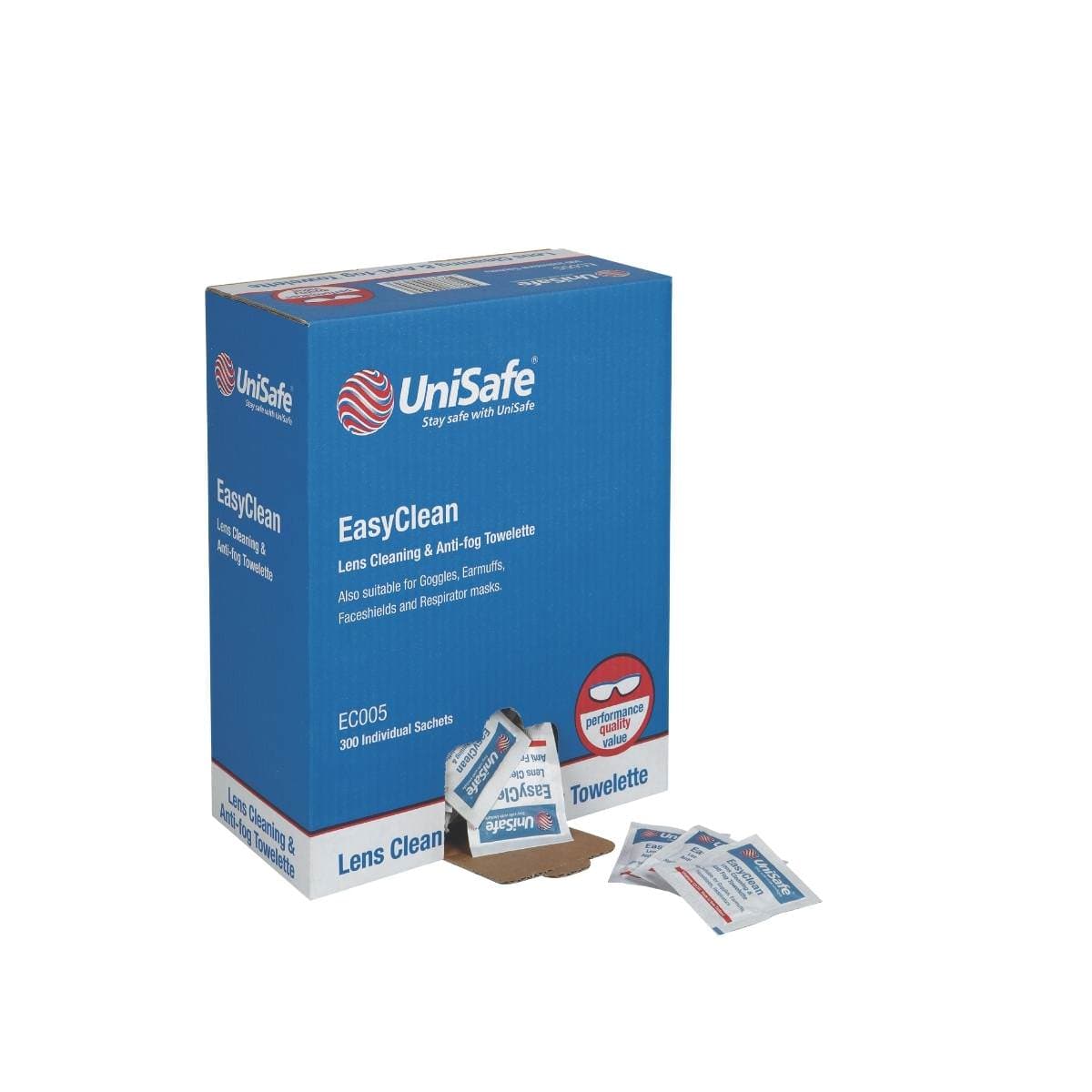 3M™ Unisafe Lens EasyClean Anti Fog Wipes EC005 (Box Of 300)