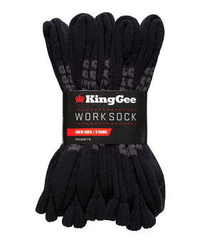KingGee Men's Crew Cotton Work Sock K09035 (Pack of 5)