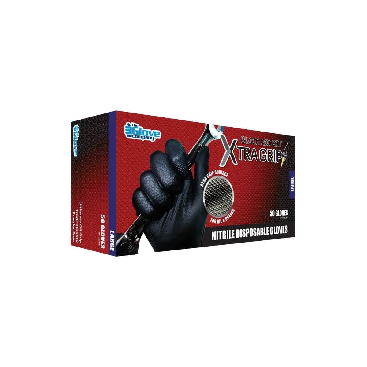 TGC Black Rocket Xtra Grip Disposable Gloves 13100 (Box Of 50)