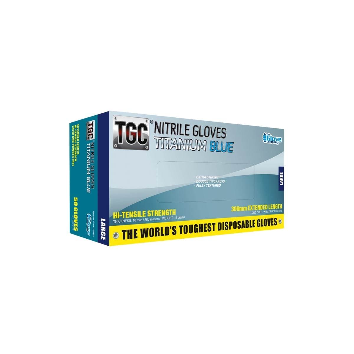 TGC Titanium Blue Nitrile Disposable Gloves 16042 (Box Of 50)