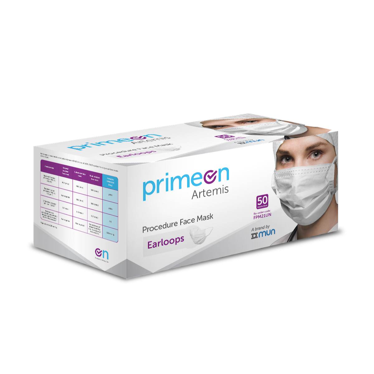 PrimeOn ASTM Artemis Level 2 Procedure Face Mask FPM21UN (Carton of 6 Boxes)