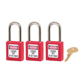 Master Lock Set of 3 Red Zenex Thermoplastic Safety Padlock 0410REDKA3 (Set of 3)